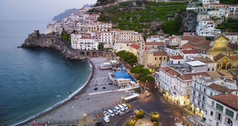 Amalfi coastline on a beautiful summer day in Campania, Italy.