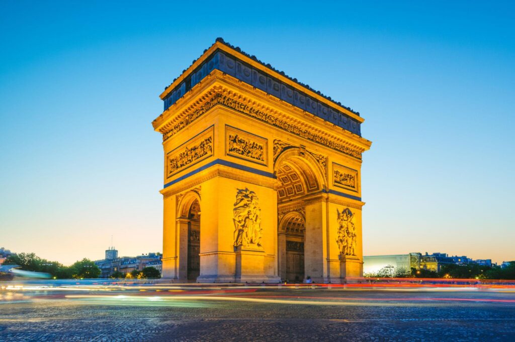 Arc de Triomphe, one of the most famous monuments in Paris, France.