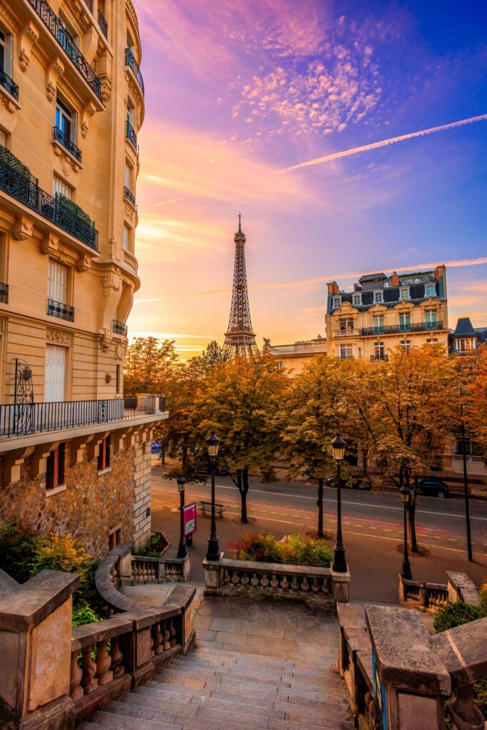 The beautiful Eiffel Tower in Paris, France.