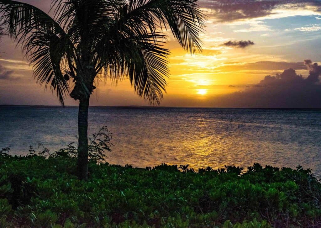 Ocean view from Grace Bay, Turks and Caicos at sunset.