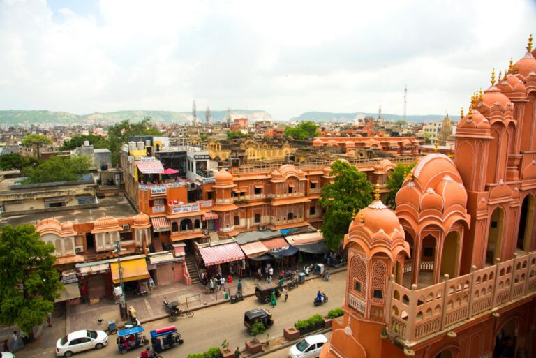 View from Hawa Mahal Palace of Pink City, Jaipur, was declared World Heritage Site By UNESCO.