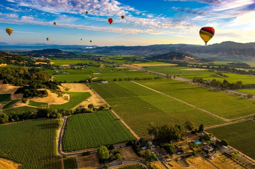 Hot Air Ballooning over Napa Valley, CA.