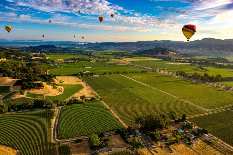 Hot Air Ballooning over Napa Valley, CA.