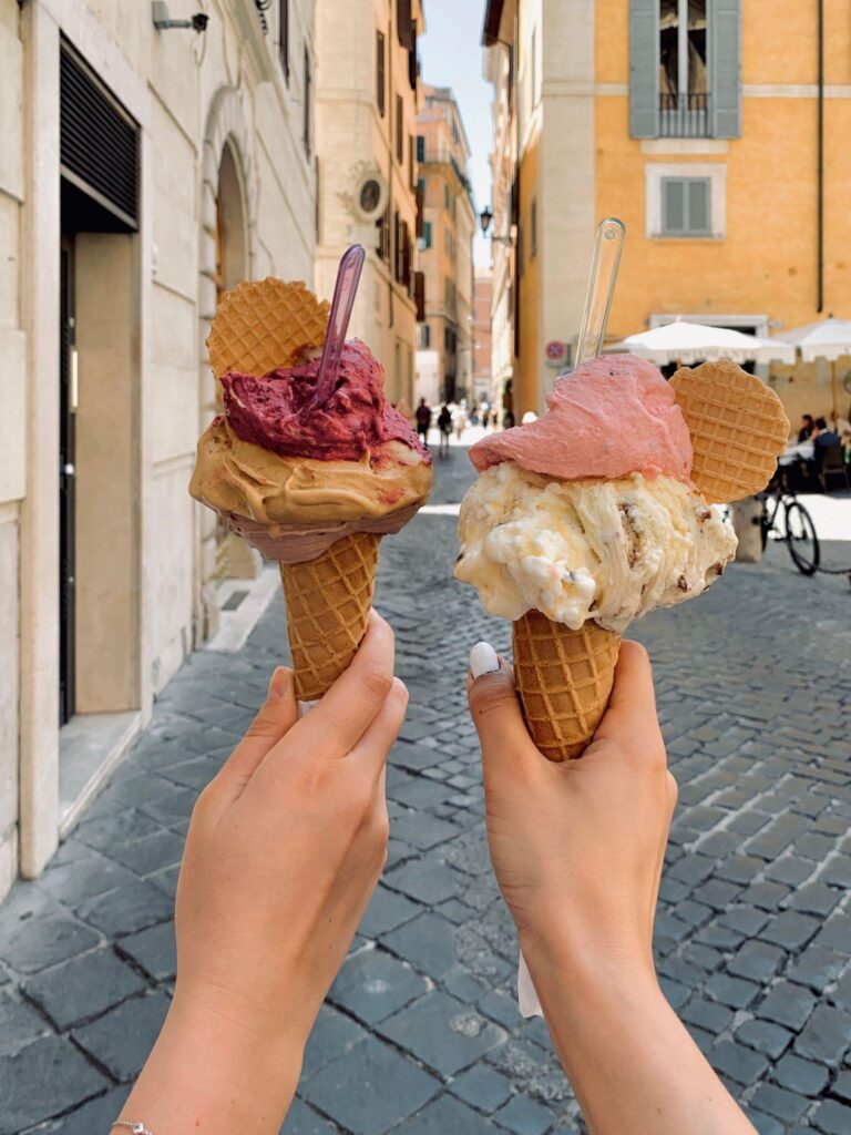 Enjoying gelato in Rome, Italy