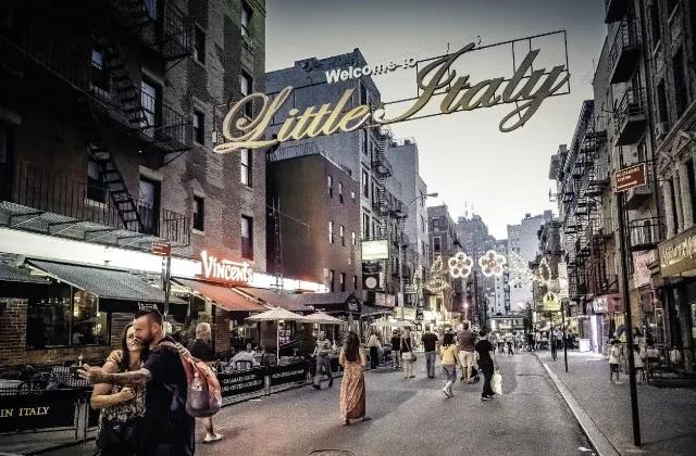 Little Italy sign in New York. The best restaurants.