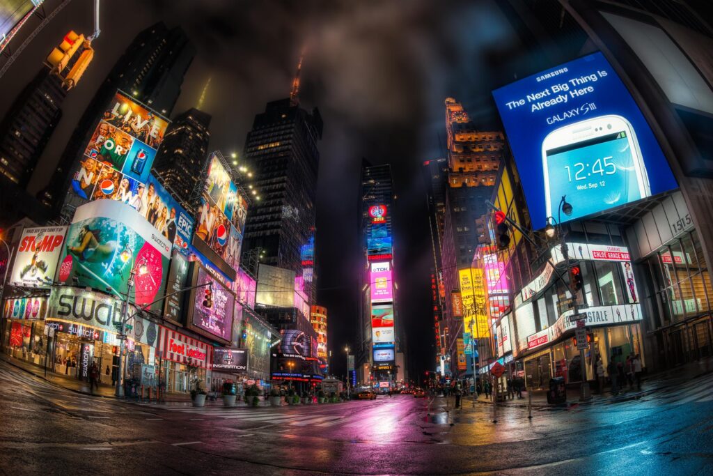 Times Square in New York City at night