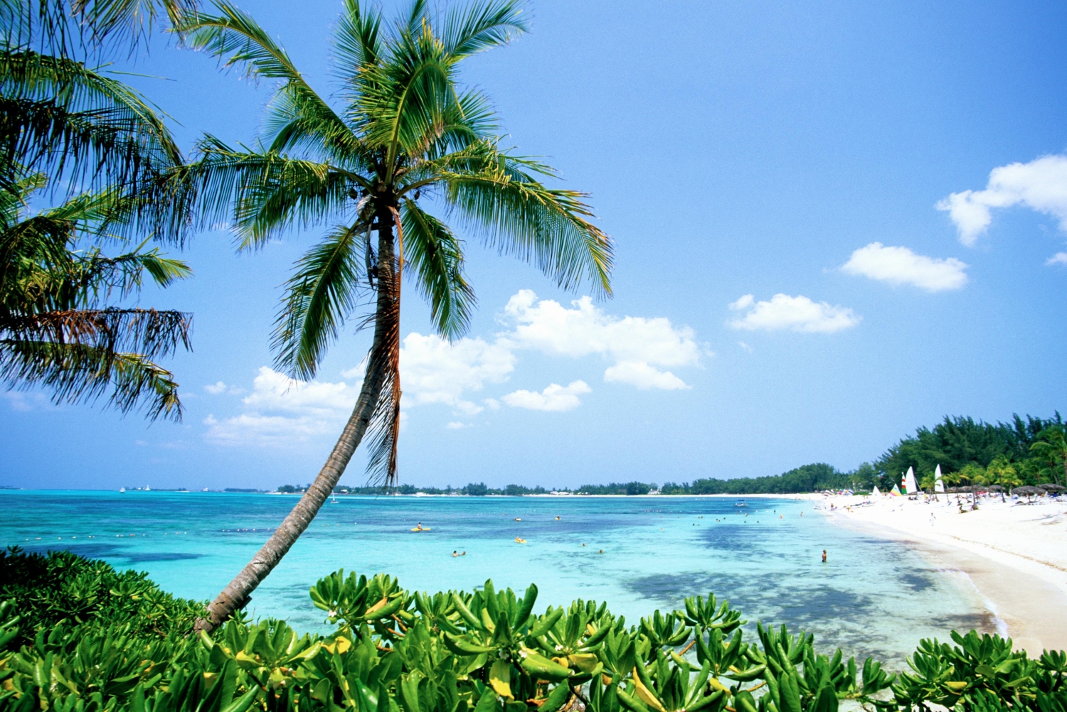 Cable Beach in Nassau, Bahamas is well known for its white sand and crystal-clear turquoise waters.