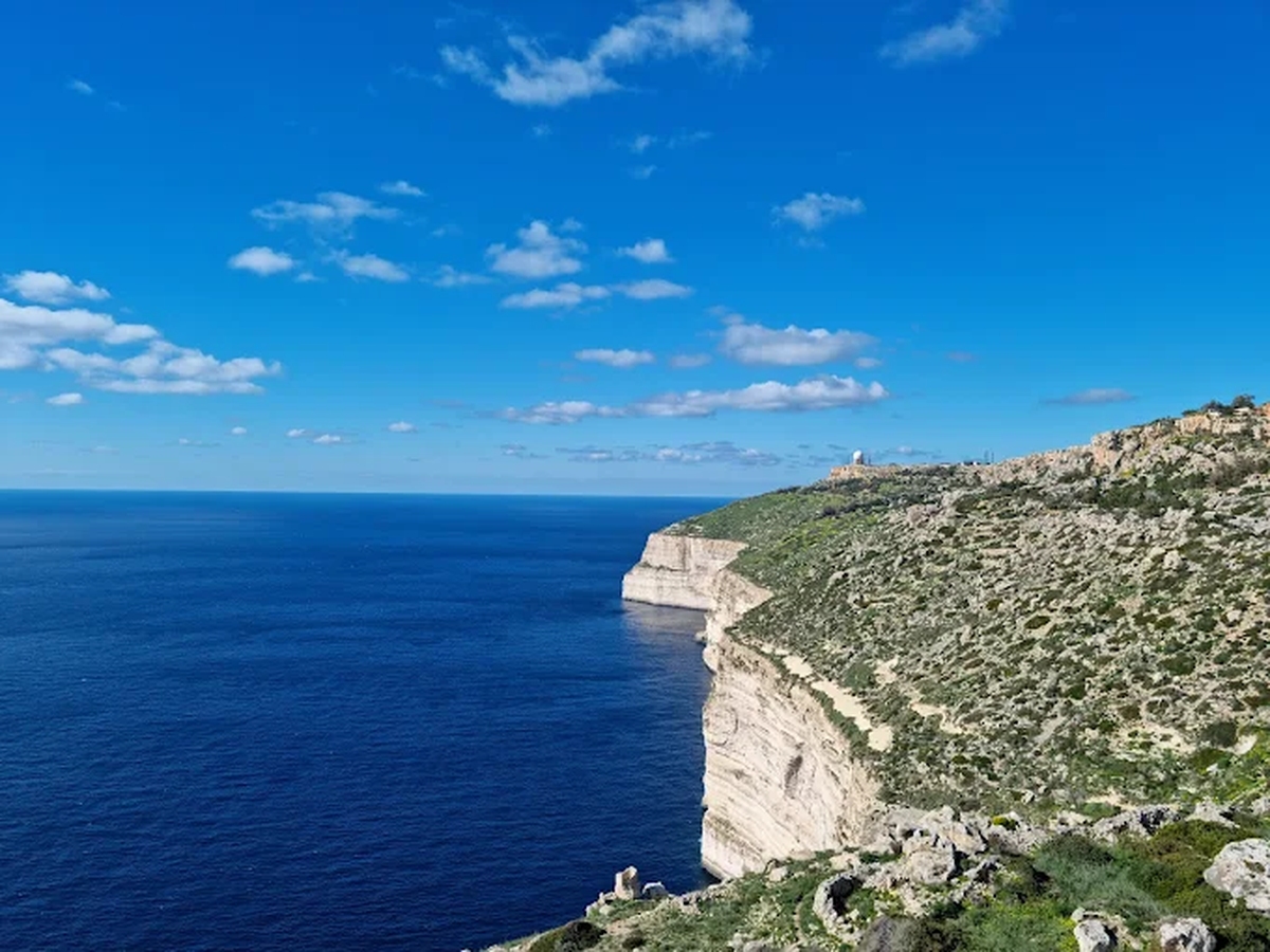 At approximately 253 meters above sea level, the Dingli Cliffs are the highest point on the Maltese Islands with panoramic views of the Mediterranean Sea.