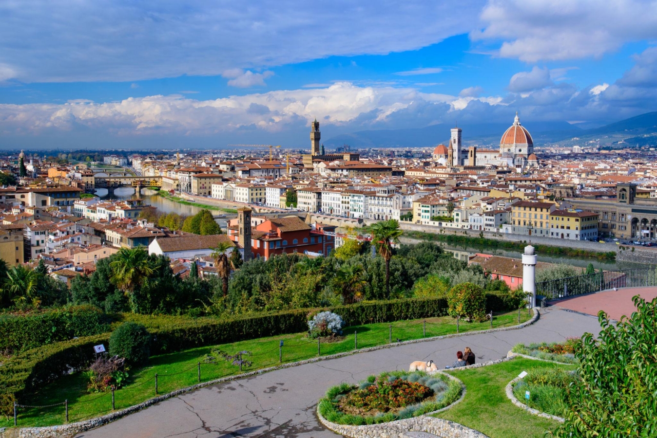 Panoramic view of the city of Florence from Michelangelo Square in Italy.