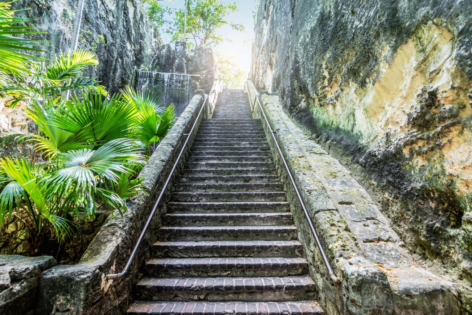The Queen's Staircase located in Nassau, Bahamas, a major historic landmark carved out of solid limestone by enslaved people between 1793 and 1794 and was named in honor of Queen Victoria, who reigned during the abolition of slavery in the Bahamas.