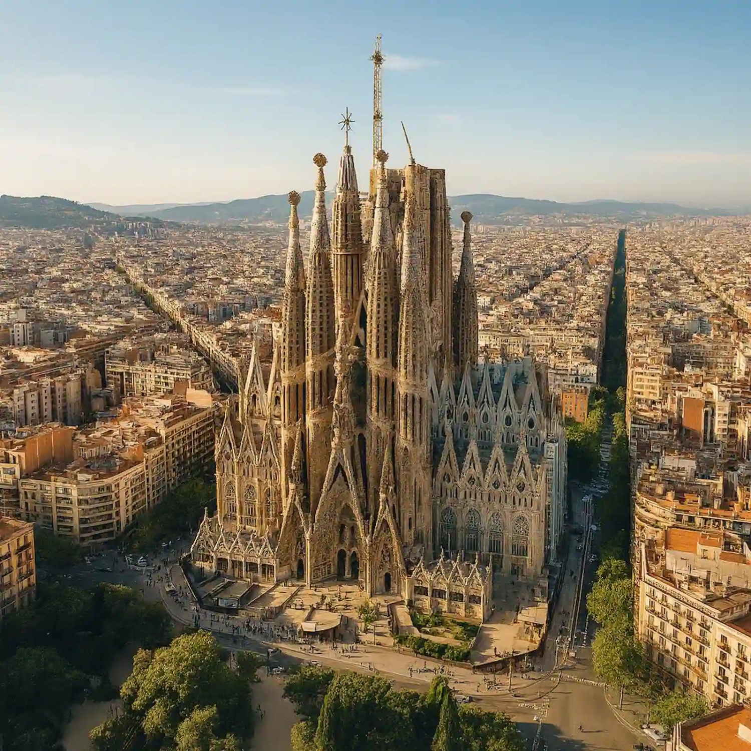 The Sagrada Familia Basilica in Barcelona, Spain was designed by Antoni Gaudi.