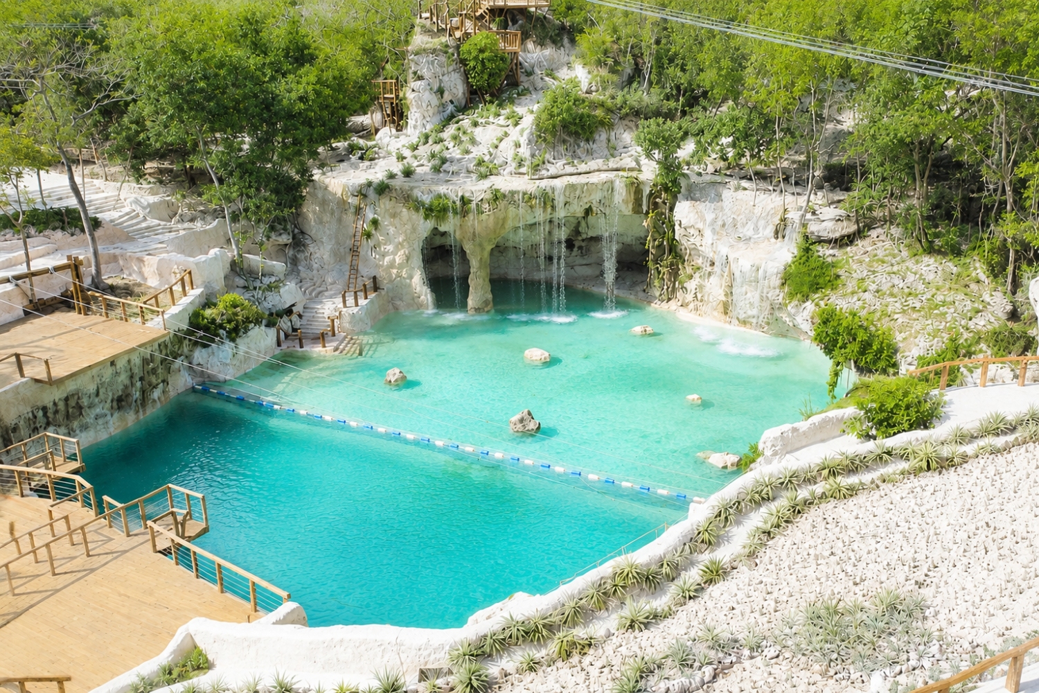 Scape Park, located in Cap Cana, offers natural waterfalls, swimming pools, water hammocks, ziplining, caves, two natural cenotes and a Tarzan rope.