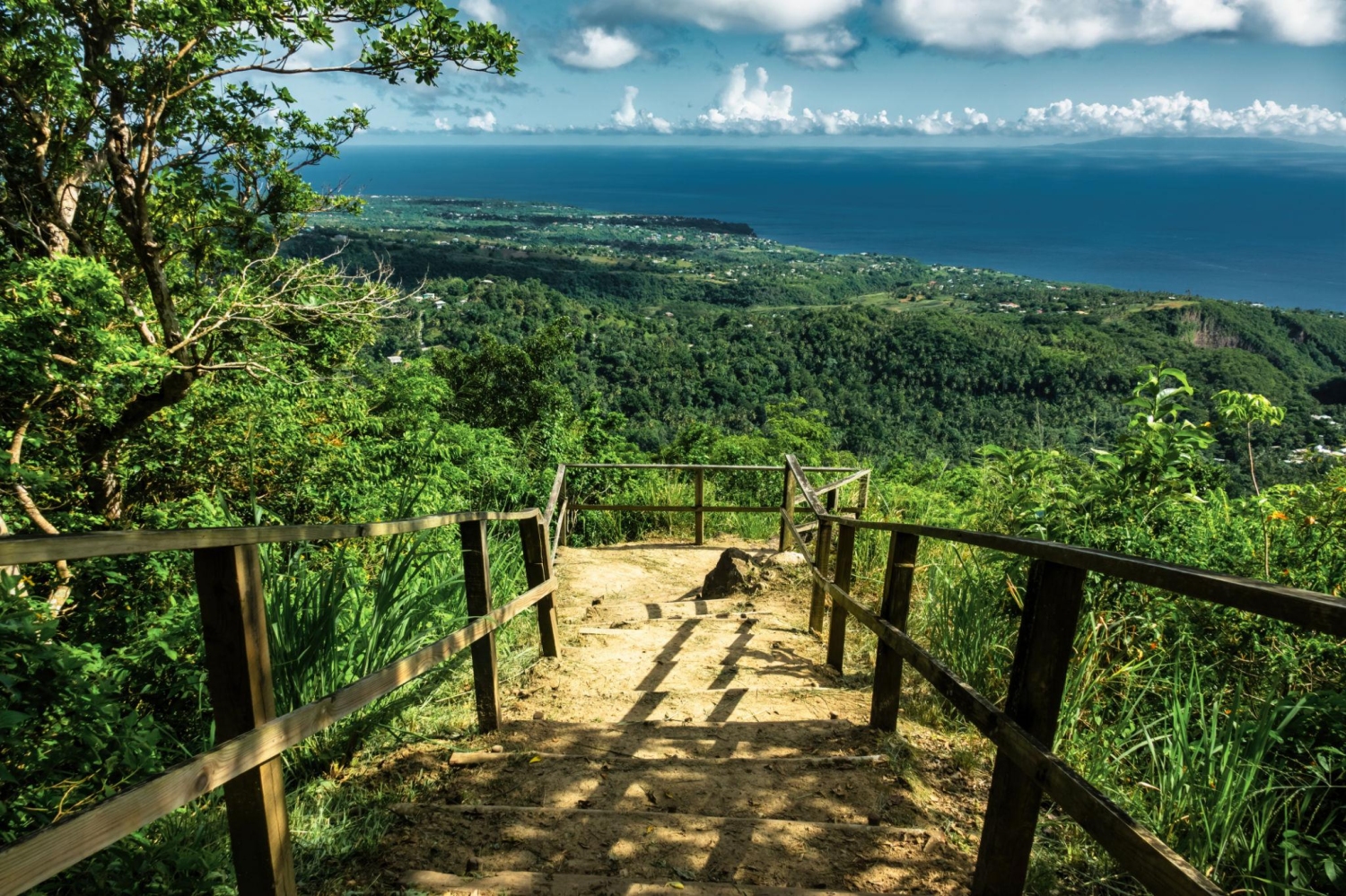 This wooden staircase, often called the Stairway To Heaven, is on the Tet Paul Nature Trail in St. Lucia.