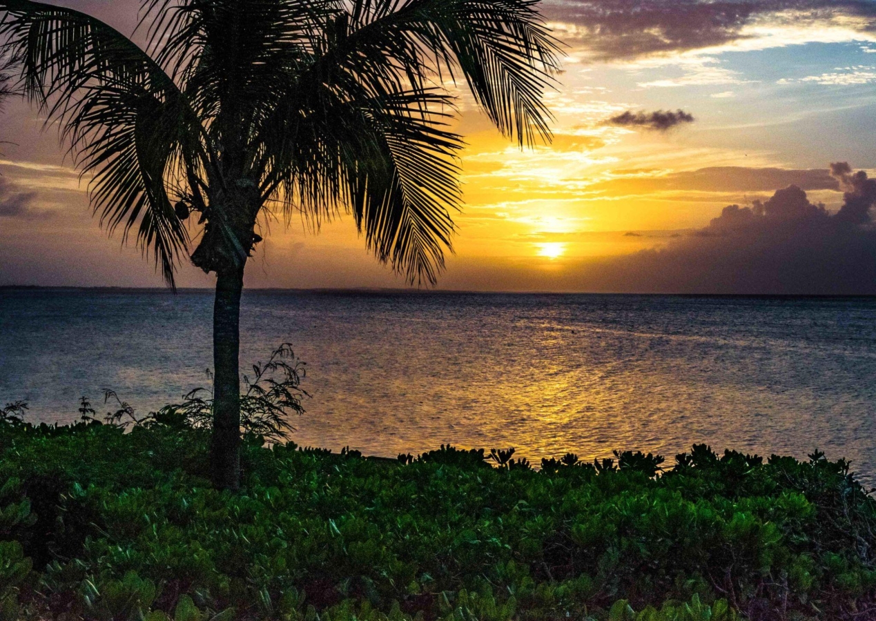 Ocean view from Grace Bay, Turks and Caicos at sunset.